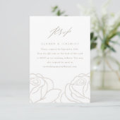 Chic Grey Floral Wedding RSVP mit QR Code Karte (Stehend Vorderseite)