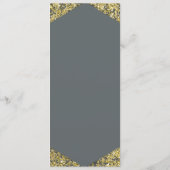 Chic Grey & Gold Glitzer Flakes Glam Wedding Menu Menükarte (Rückseite)