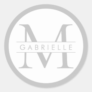 Chic Grey Round Monogram Fevor Label Runder Aufkleber