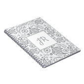 Chic Grey White Pattern Monogram Notizblock (Rechte Seite)