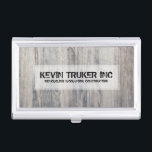 Chic Grey Wood Texture Woodwork Umbau Visitenkarten Etui<br><div class="desc">Einfach graue,  verwitterte Holztextur mit weißem geometrischem rechteckigem und anpassbarem grungy Text in schwarz. Cooles Design.</div>