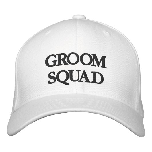 Chic Groom Squad Schwarz-Weiß-Hochzeit Bestickte Baseballkappe (Vorderseite)