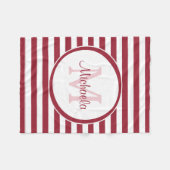 Chic-große Streifen-mit Monogramm Name in Rotem Fleecedecke (Vorderseite (Horizontal))