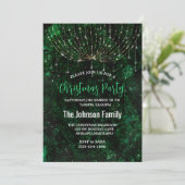 Chic grün silberne Imitate Glitzer Weihnachtsbeleu Einladung (Stehend Vorderseite)