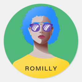 Chic grün und elegant runder aufkleber