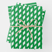 Chic grün-weiße Streifen karierte Rastermuster mod Geschenkpapier Set (Beispiel)