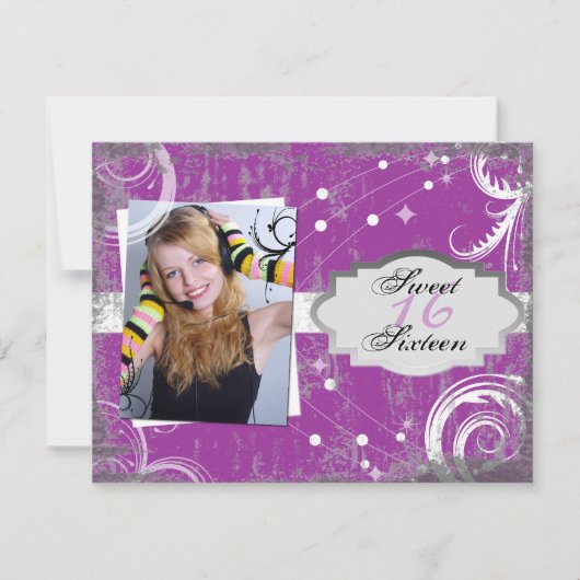 Chic Grunge Sweet 16 Geburtstagsparty Einladung (Vorderseite)
