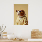 Chic Guinea Pig Portrait in Pearls and Cardigan Poster (Küche)