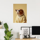 Chic Guinea Pig Portrait in Pearls and Cardigan Poster (Heimbüro)