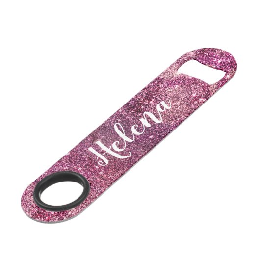 Chic gurt lila nebula Glitzer Glitzern Monogramm Speed Flaschenöffner (Vorderseite Schrägansicht)