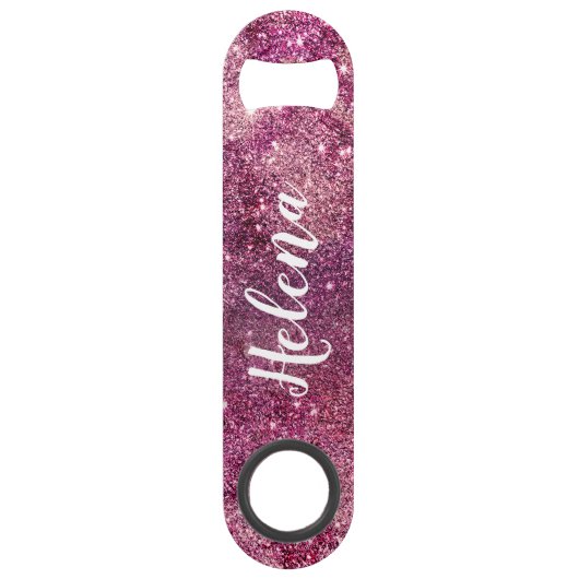 Chic gurt lila nebula Glitzer Glitzern Monogramm Speed Flaschenöffner (Vorderseite)