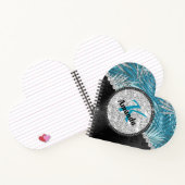 Chic gurt türkis Aqua Glitzer Blätter monogramm Notizblock (Innenseite)