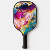 Chic gürtelfarbene Marmor Imitate Glitzer Monogram Pickleball Schläger (Rückseite)