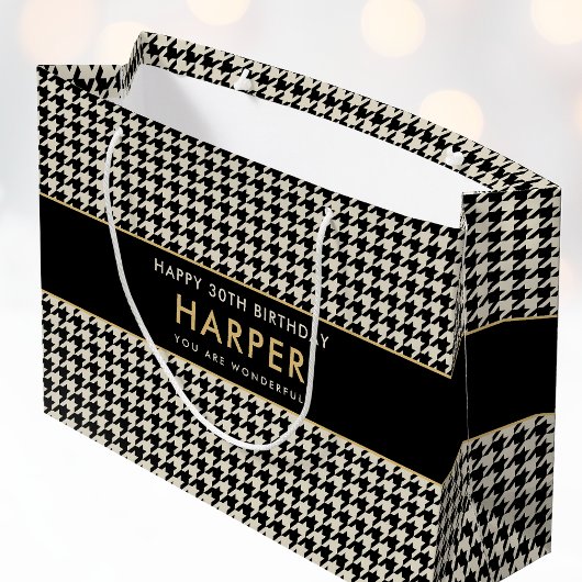 Chic Hahnentrittmuster Geburtstag jedes 30. Große Geschenktüte