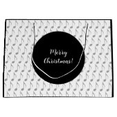 Chic Hahnentrittmuster Musical Notes Frohe Weihnac Große Geschenktüte (Vorderseite)