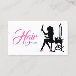 Chic Hair Salon Pink und Schwarz Frauenhaus Stylis Visitenkarte