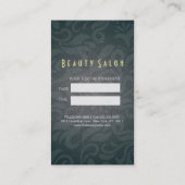 Chic Hair Stylist Black Gold Schere Linen Damask Terminkarte (Rückseite)