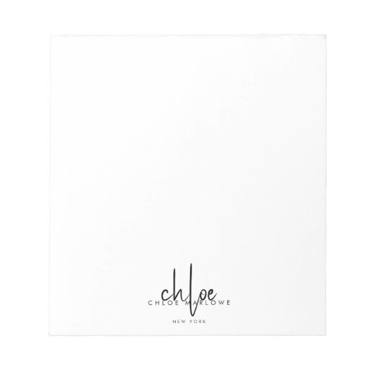 Chic Hair Stylist Minimalist Monogram Notizblock (Vorderseite)