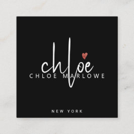 Chic Hair Stylist Minimalistisch Monogram Black Quadratische Visitenkarte