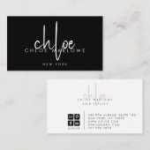 Chic Hair Stylist Minimalistisch Monogram Black Visitenkarte (Vorne/Hinten)