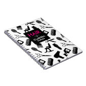 Chic Hair Stylist Pattern Individuelle Name Notizblock (Rechte Seite)
