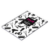 Chic Hair Stylist Pattern Individuelle Name Notizblock (Linke Seite)