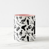 Chic Hair Stylist Pattern Individuelle Name Zweifarbige Tasse (Mittel)