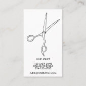 Chic Hair Stylist Scissors Salon Minimal B&W Visitenkarte (Rückseite)