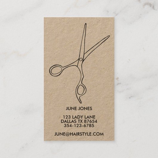 Chic Hair Stylist Scissors Salon Minimal Kraft Visitenkarte (Rückseite)