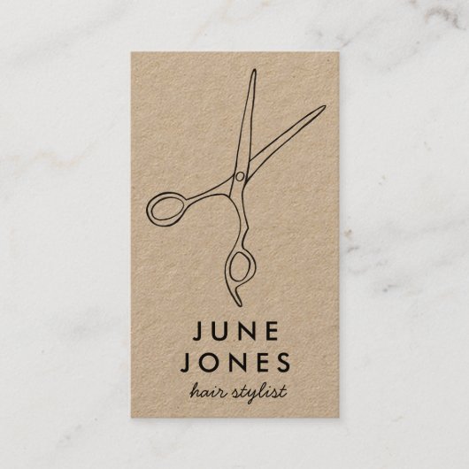 Chic Hair Stylist Scissors Salon Minimal Kraft Visitenkarte (Vorderseite)
