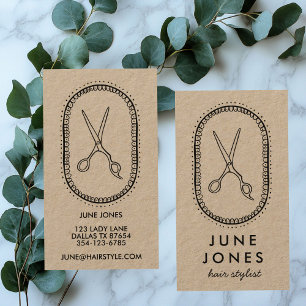 Chic Hair Stylist Scissors Salon Minimal Kraft Visitenkarte
