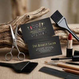 Chic Hair Stylistin und Makeup Artist Black Linen Visitenkarte