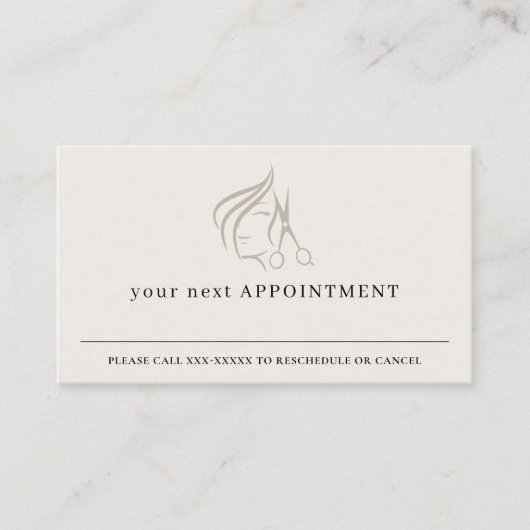 Chic Hairstylist Elfenbeinhaarschere Ernennung Visitenkarte (Vorderseite)