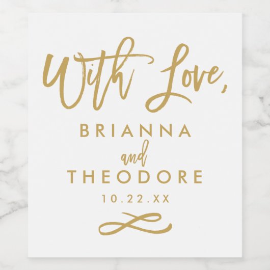 Chic Hand Briefe mit Liebe Gold Weinetikett (Einzelnes Label)