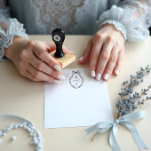 Chic Hand Draw Bow & Ribbon Monogram Wappen Gummistempel