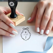 Chic Hand Draw Bow & Ribbon Monogram Wappen Gummistempel