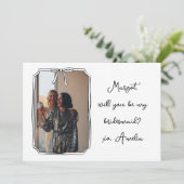 Chic Hand Drawn Bow Bridesmaid Vorschlag Foto-Kart (Stehend Vorderseite)