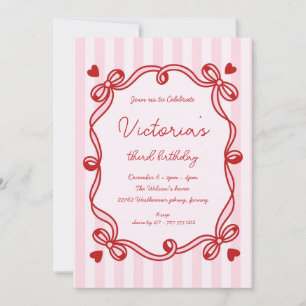 Chic Hand Drawn Bow Geburtstag Einladung