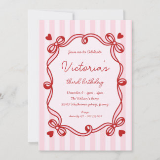 Chic Hand Drawn Bow Geburtstag Einladung