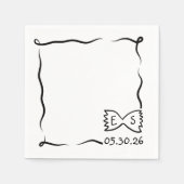 Chic Hand Drawn Bowtie Pasta Dinner Party Hochzeit Serviette (Vorderseite)