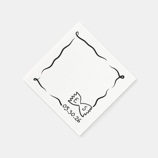 Chic Hand Drawn Bowtie Pasta Dinner Party Hochzeit Serviette (Ecke)