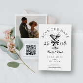 Chic Hand Drawn Martini Retro Save The Date