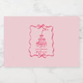 Chic Hand Drawn Pink Champagne Tower Birthday Alkoholflaschenetikett (Einzelnes Label)