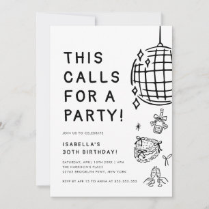 Chic Hand Gezeichnet 30. Geburtstag Party Einladung