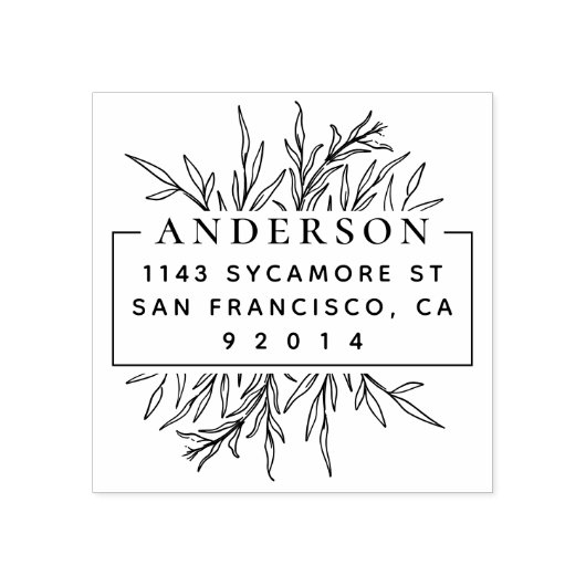 Chic Hand gezeichnet Blätter Name Rücksendeadresse Gummistempel (Prägung)