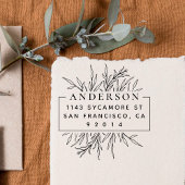 Chic Hand gezeichnet Blätter Name Rücksendeadresse Gummistempel