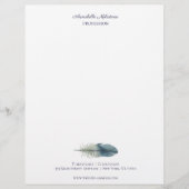 Chic Hand gezeichnet blau graue Aquarellfeder V2 Briefkopf (Vorderseite)