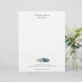 Chic Hand gezeichnet blau graue Aquarellfeder V2 Briefkopf (Stehend Vorderseite)