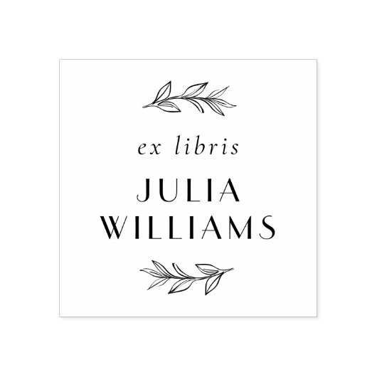 Chic Hand gezeichnet botanische Blätter Ex Libris  Gummistempel (Prägung)