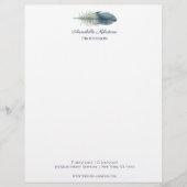 Chic Hand gezogen blauen grauen Aquarellfederhalte Briefkopf (Vorderseite)